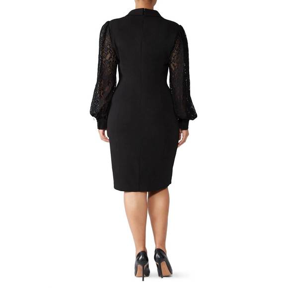 BADGLEY MISCHKA lace sleeve shirtdress in black - Picture 4 of 5